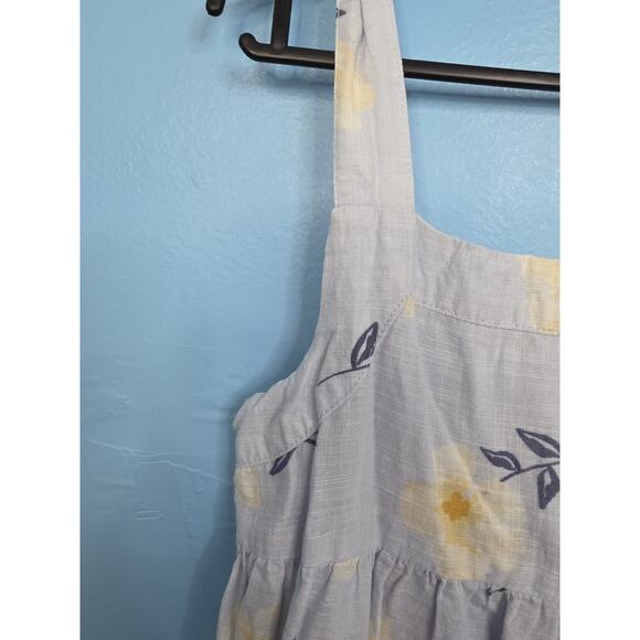 Girls 5T Joie Blue Floral Sleeveless Dress Buttom Back Scalloped Hem - Picture 3 of 5